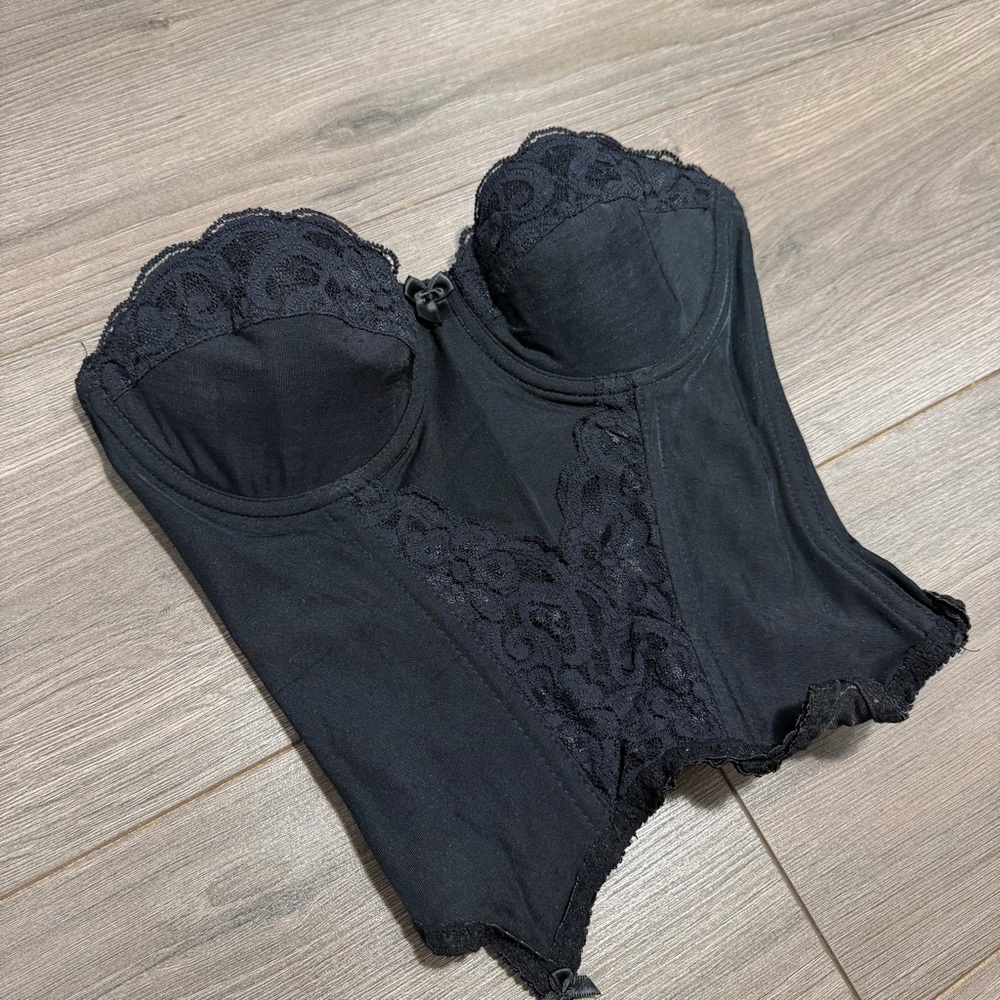 Vintage Black Lace Bustier Corset Top - Women Intimates